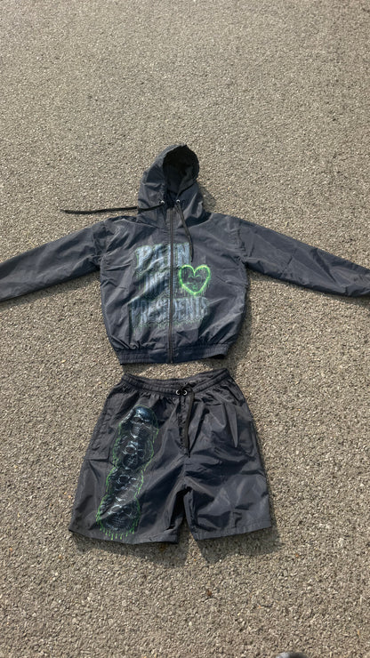 PAIN INTO PRESIDENTS WINDBREAKER SHORTS SET