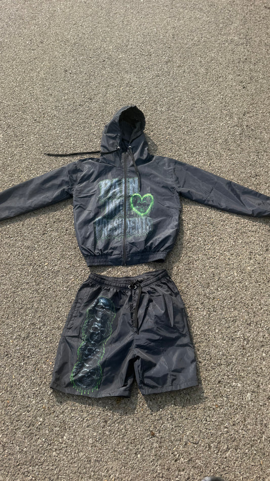 PAIN INTO PRESIDENTS WINDBREAKER SHORTS SET
